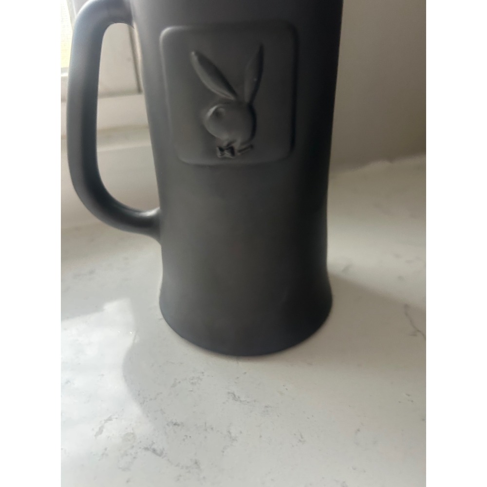 Vintage Playboy Bunny Logo Black Beer Mug Stein‎ Handle Embossed